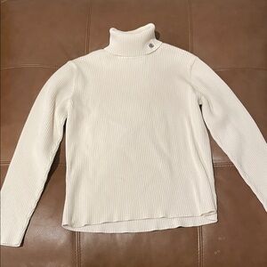 Lauren Ralph Lauren Ivory Ribbed Turtleneck Sweater